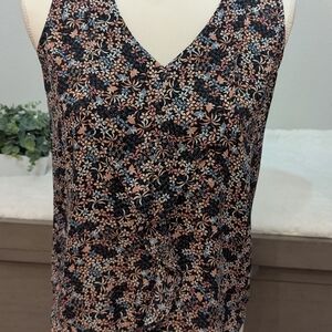 #416 - LOFT Pink, Blue, White Flowered Sleeveless Tank Top